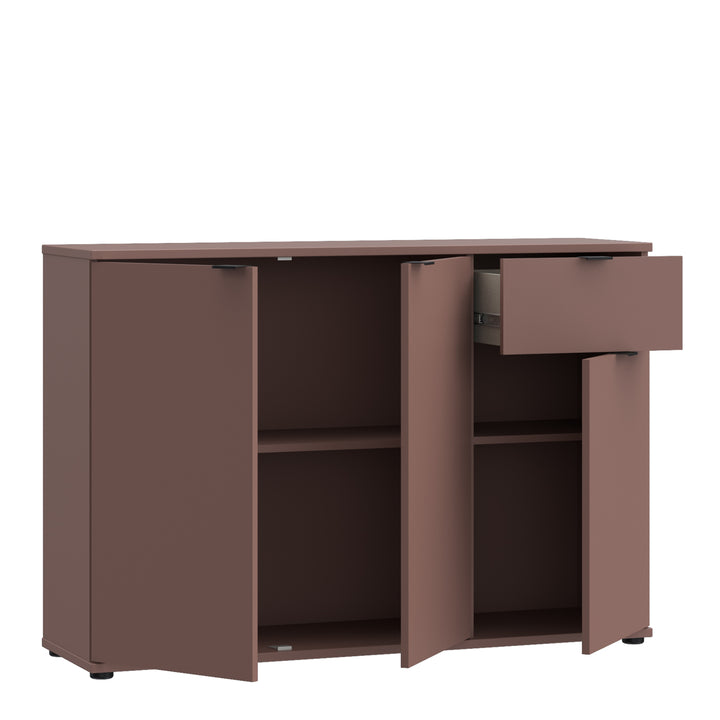 Ganymede Wide 3 Door Cupboard with Drawer in Terracotta