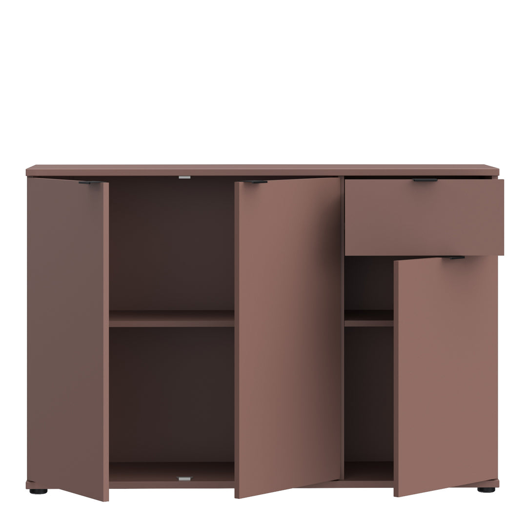 Ganymede Wide 3 Door Cupboard with Drawer in Terracotta