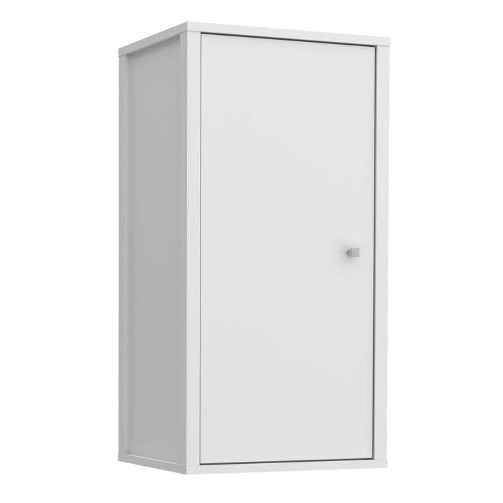 Ipsarion Hanging Cupboard with 1 Door & Silver Handle in White