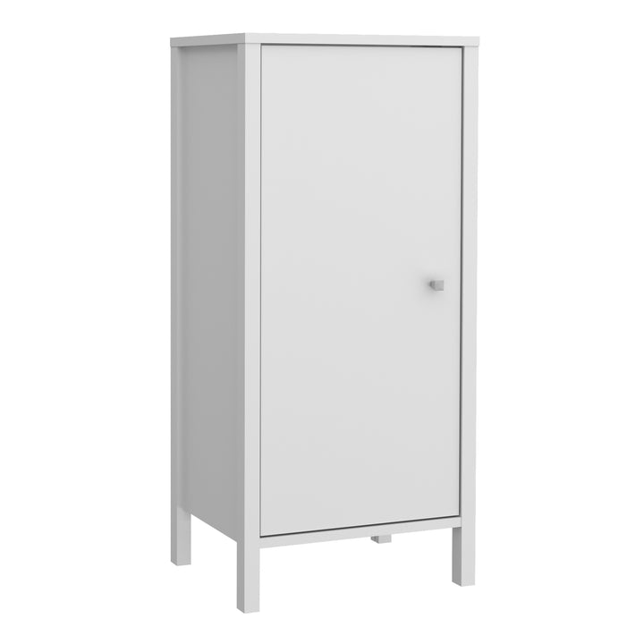 Ipsarion Bathroom Storage Unit with 1 Door & Silver Handle in White