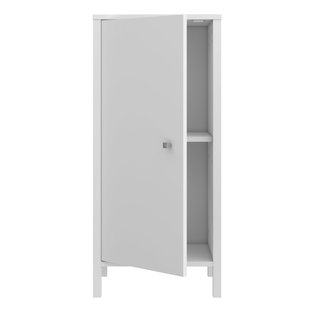 Ipsarion Bathroom Storage Unit with 1 Door & Silver Handle in White