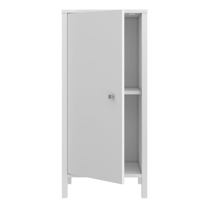 Ipsarion Bathroom Storage Unit with 1 Door & Silver Handle in White