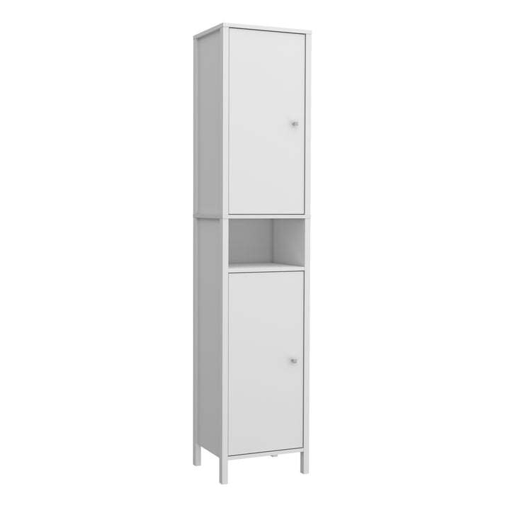 Ipsarion High Cupboard with 2 Doors & Silver Handles in White