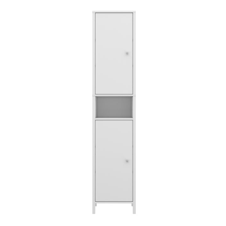 Ipsarion High Cupboard with 2 Doors & Silver Handles in White