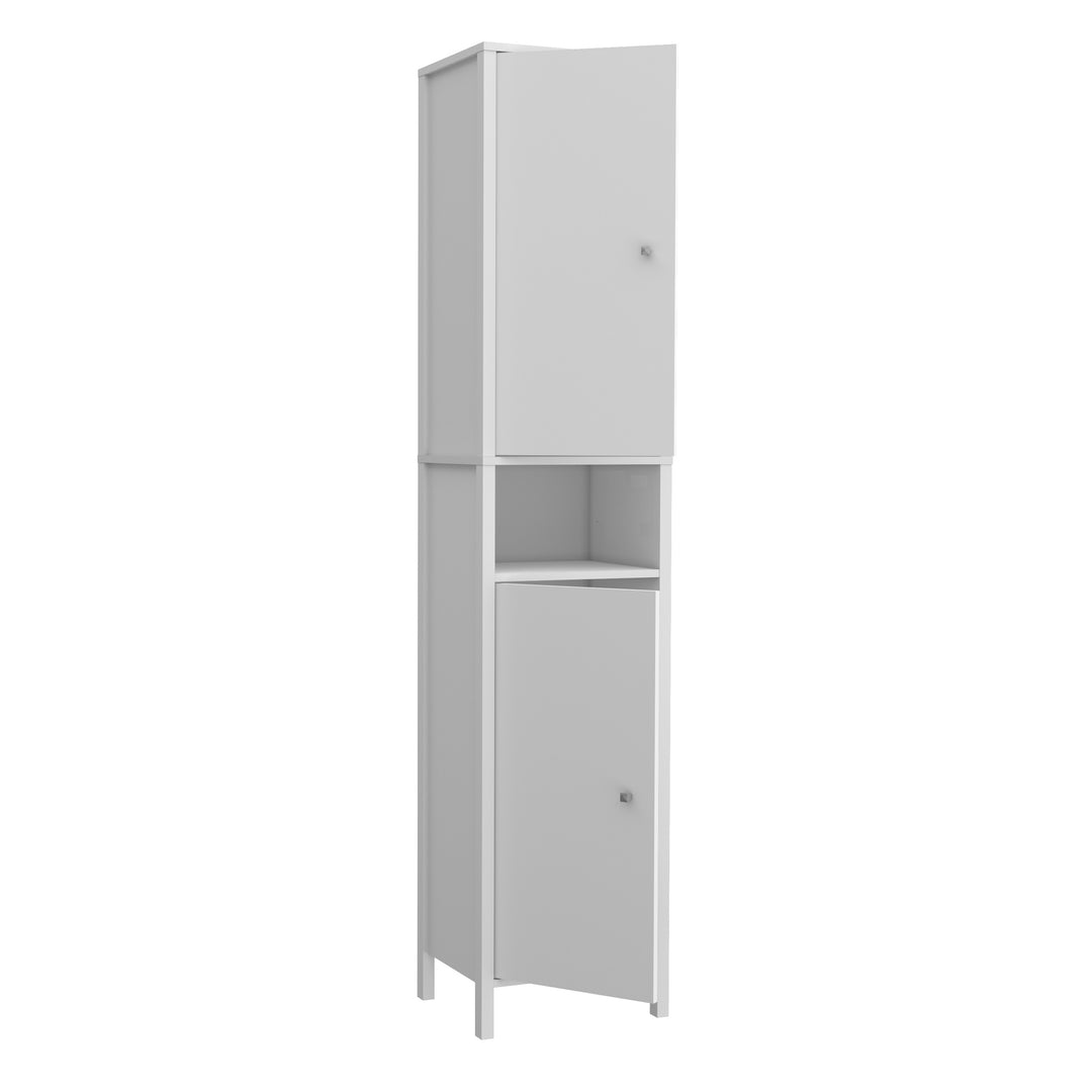 Ipsarion High Cupboard with 2 Doors & Silver Handles in White