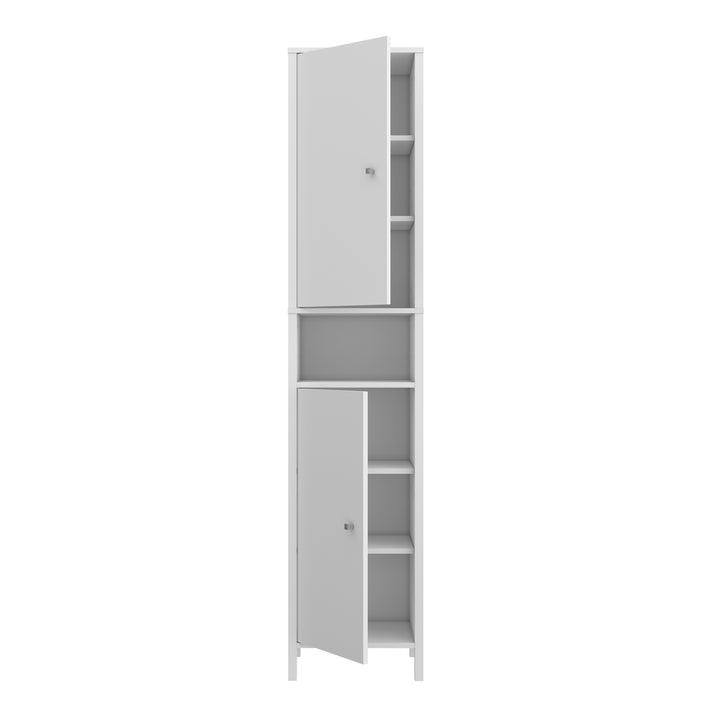 Ipsarion High Cupboard with 2 Doors & Silver Handles in White