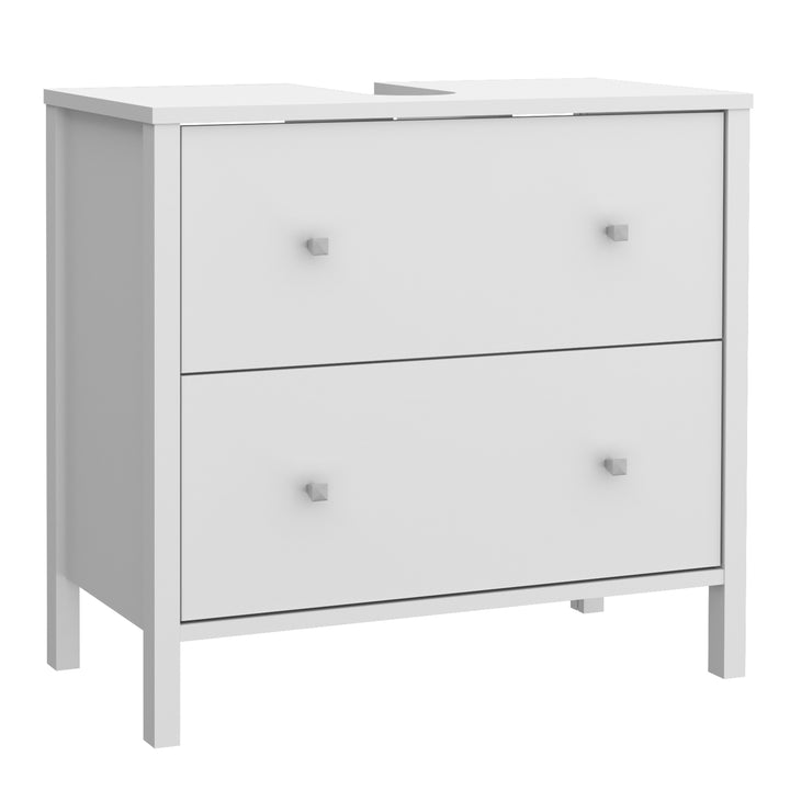 Ipsarion Under Sink Vanity Unit with 2 Drawers & Silver Handles in White