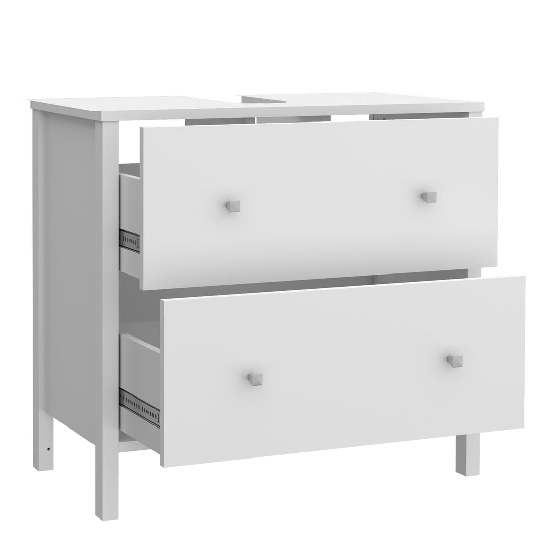Ipsarion Under Sink Vanity Unit with 2 Drawers & Silver Handles in White