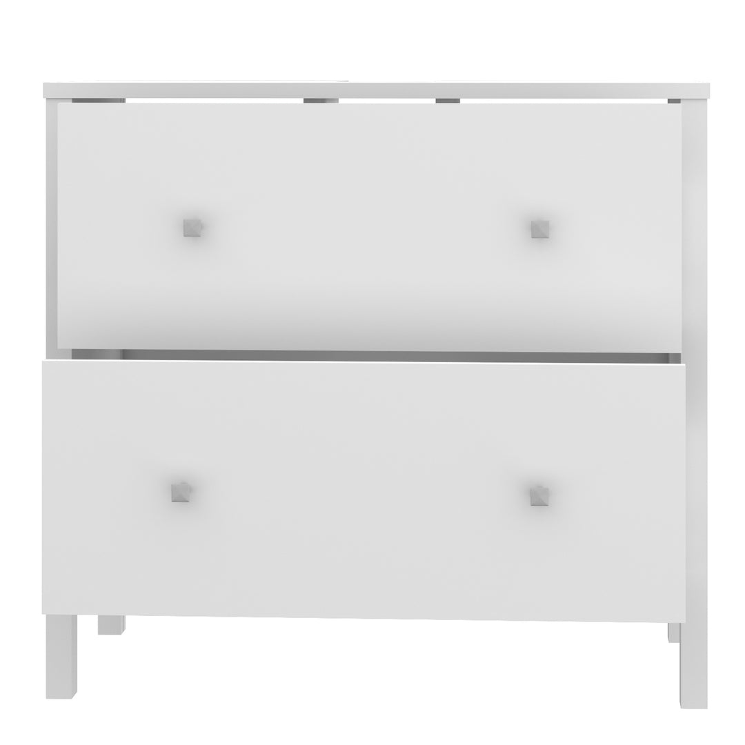 Ipsarion Under Sink Vanity Unit with 2 Drawers & Silver Handles in White