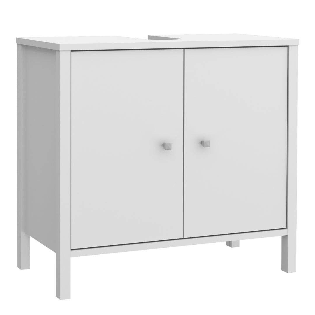Ipsarion Under Sink Vanity Unit with 2 Doors & Silver Handles in White