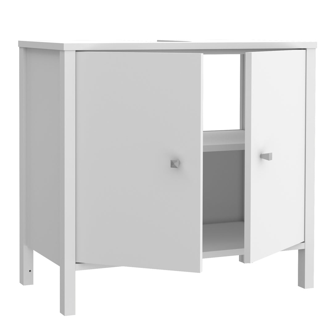 Ipsarion Under Sink Vanity Unit with 2 Doors & Silver Handles in White