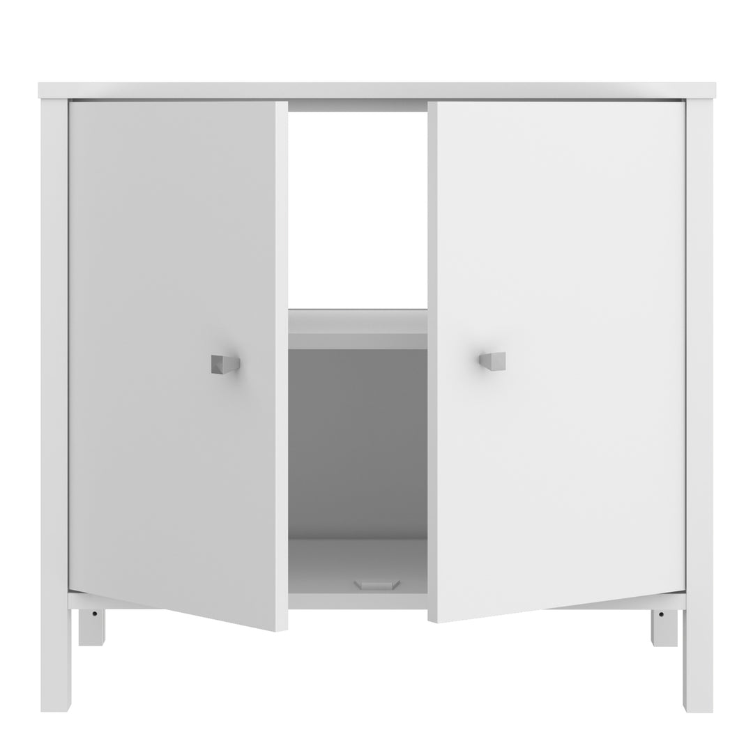 Ipsarion Under Sink Vanity Unit with 2 Doors & Silver Handles in White