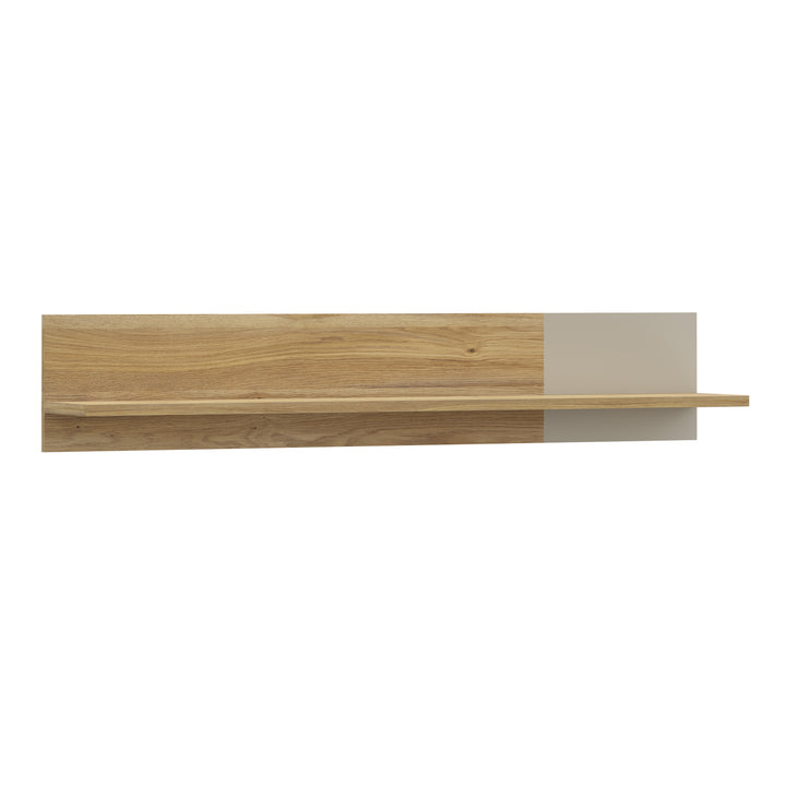Bixbite Wall Shelf with Sliding Panel in Mauvella Oak and Sand