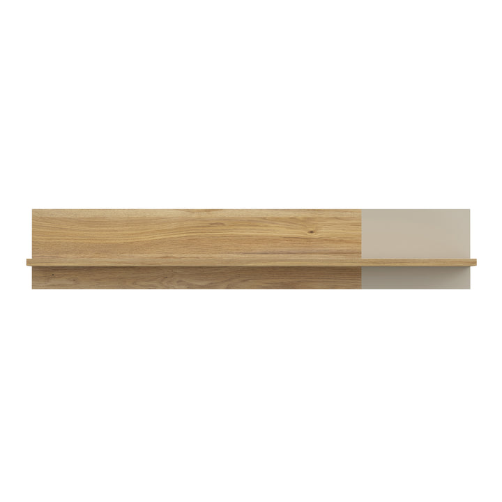 Bixbite Wall Shelf with Sliding Panel in Mauvella Oak and Sand