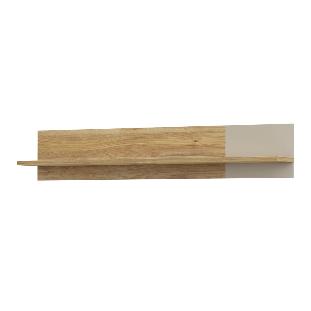 Bixbite Wall Shelf with Sliding Panel in Mauvella Oak and Sand