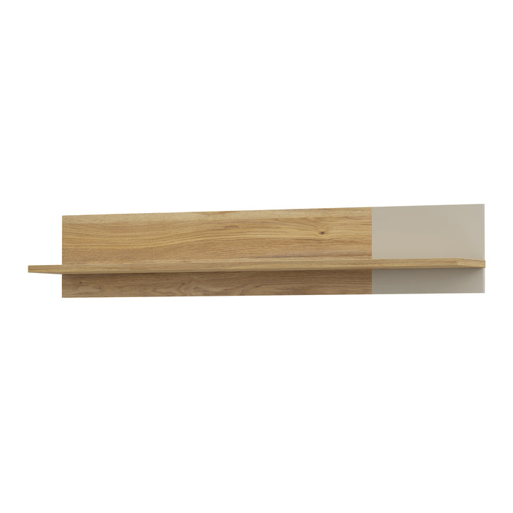 Bixbite Wall Shelf with Sliding Panel in Mauvella Oak and Sand