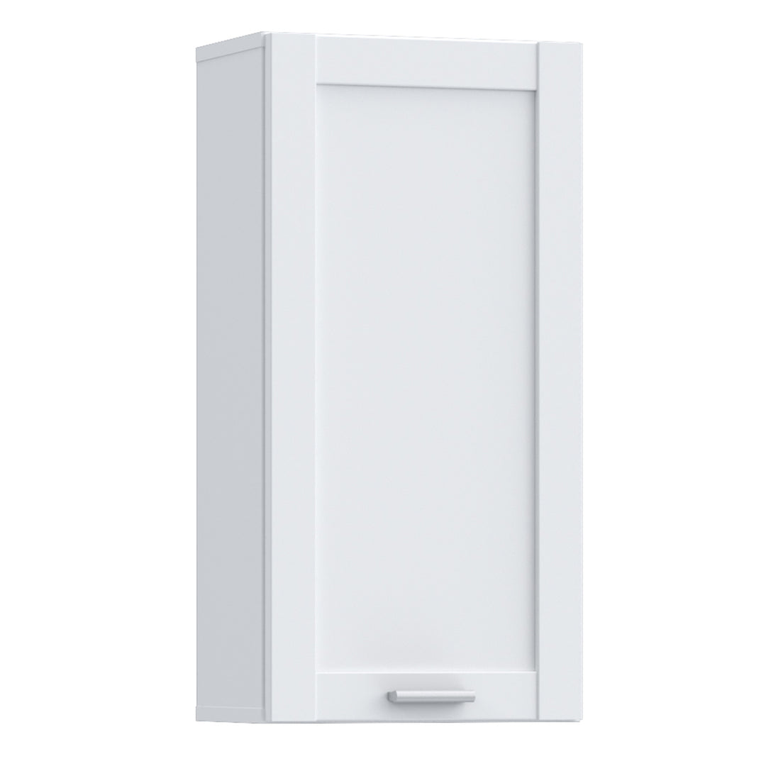 Lokko Hanging Cupboard with 1 Door & Silver Handle in White