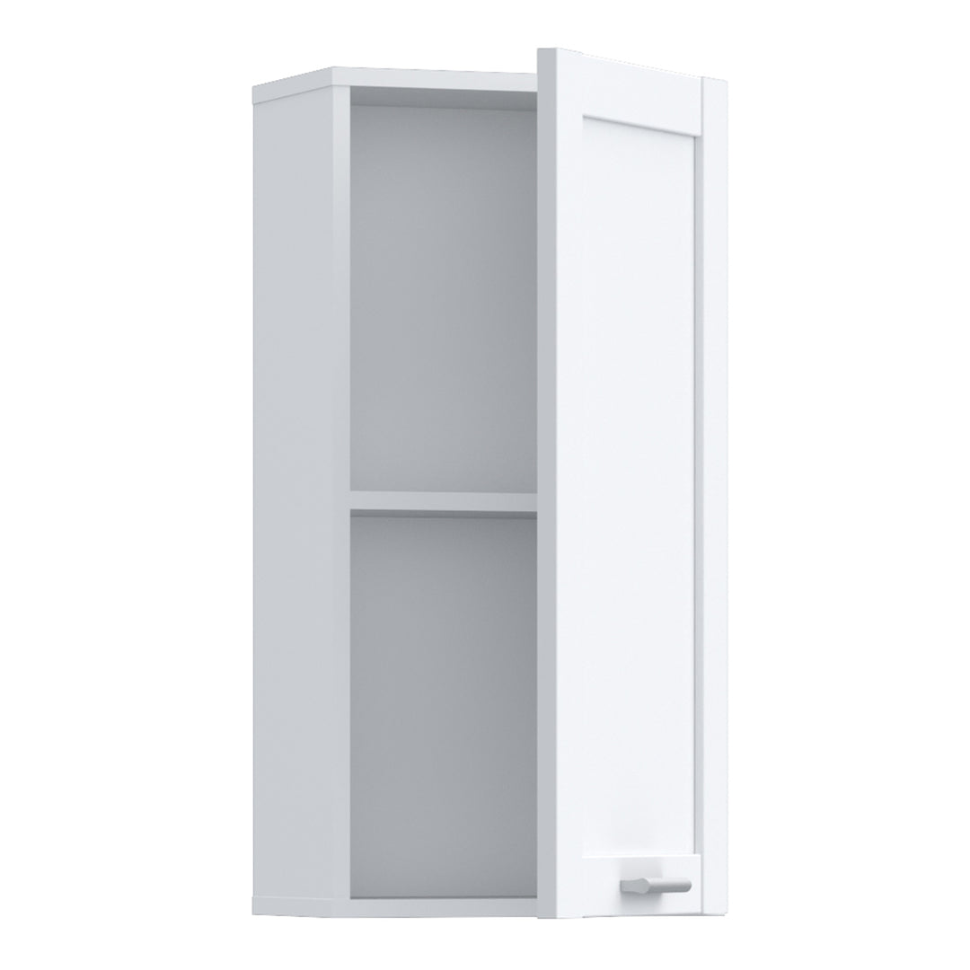 Lokko Hanging Cupboard with 1 Door & Silver Handle in White