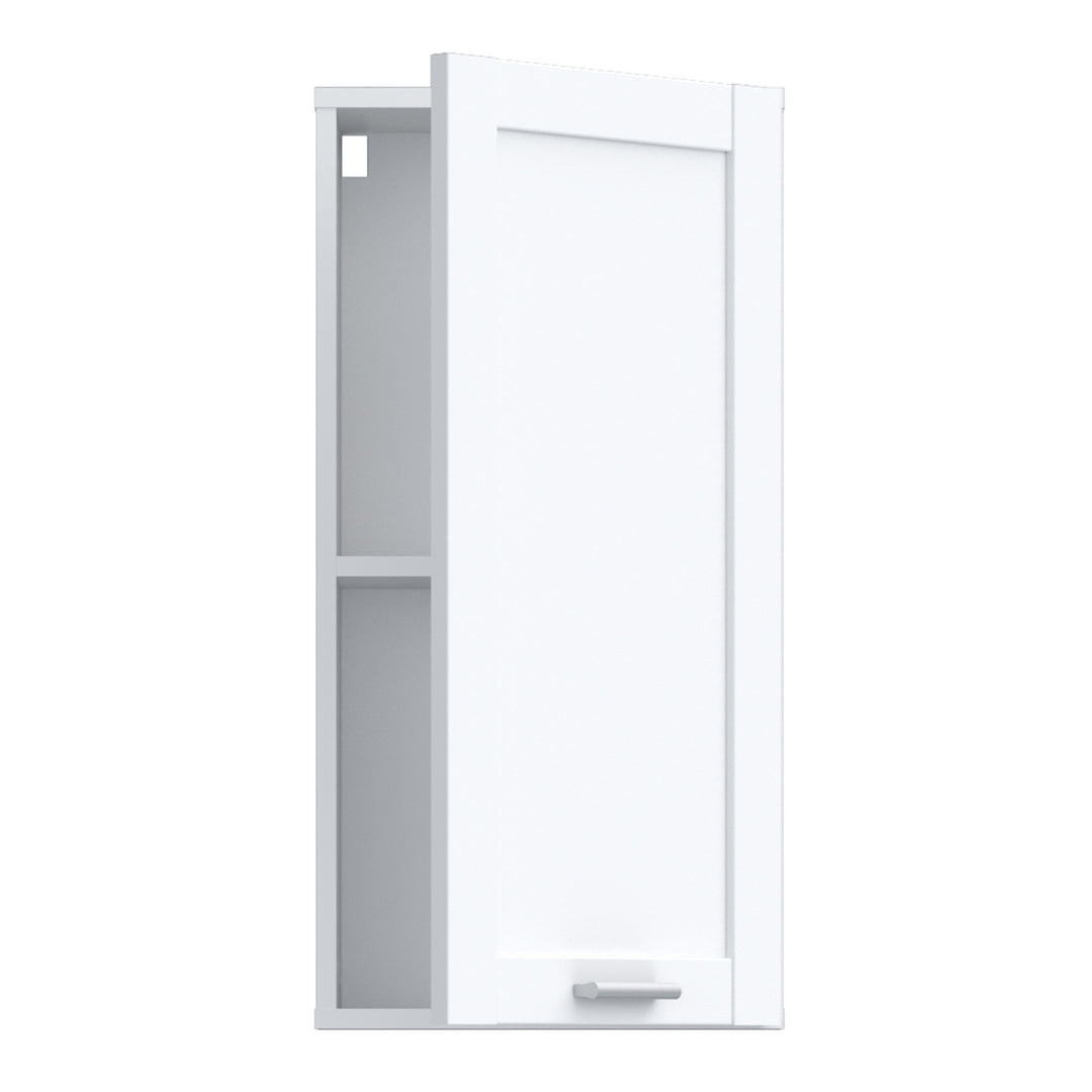 Lokko Hanging Cupboard with 1 Door & Silver Handle in White