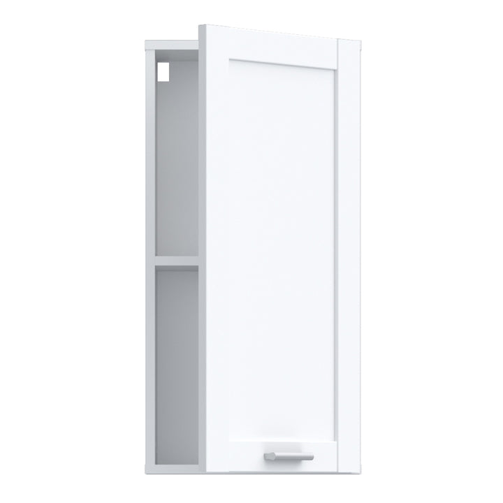 Lokko Hanging Cupboard with 1 Door & Silver Handle in White