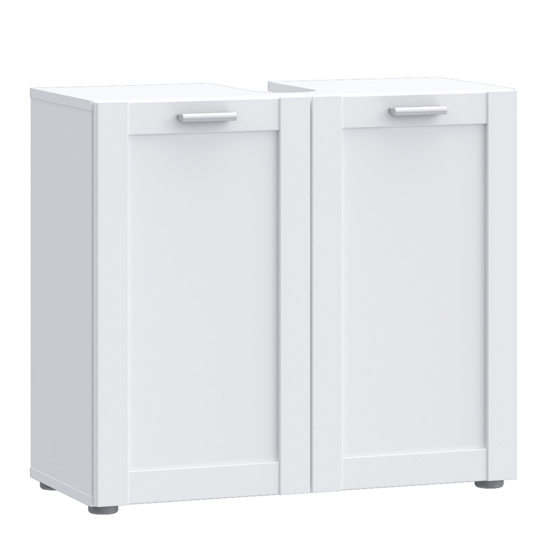 Lokko Under Sink Vanity Unit with 2 Doors & Silver Handles in White