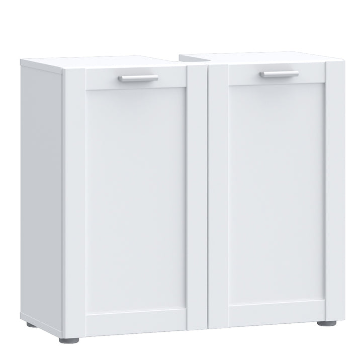 Lokko Under Sink Vanity Unit with 2 Doors & Silver Handles in White