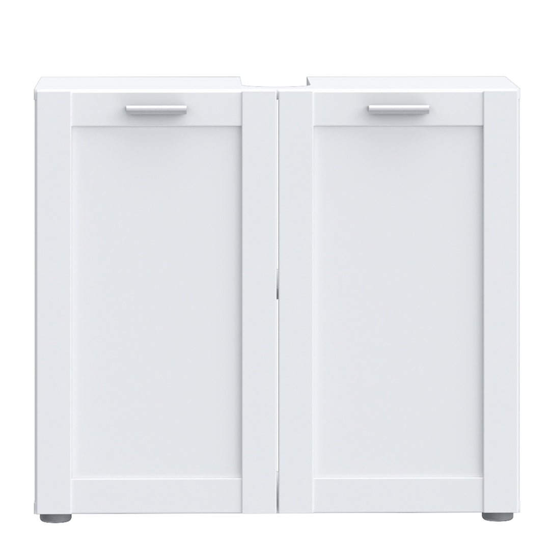 Lokko Under Sink Vanity Unit with 2 Doors & Silver Handles in White