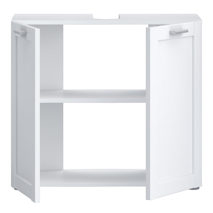 Lokko Under Sink Vanity Unit with 2 Doors & Silver Handles in White