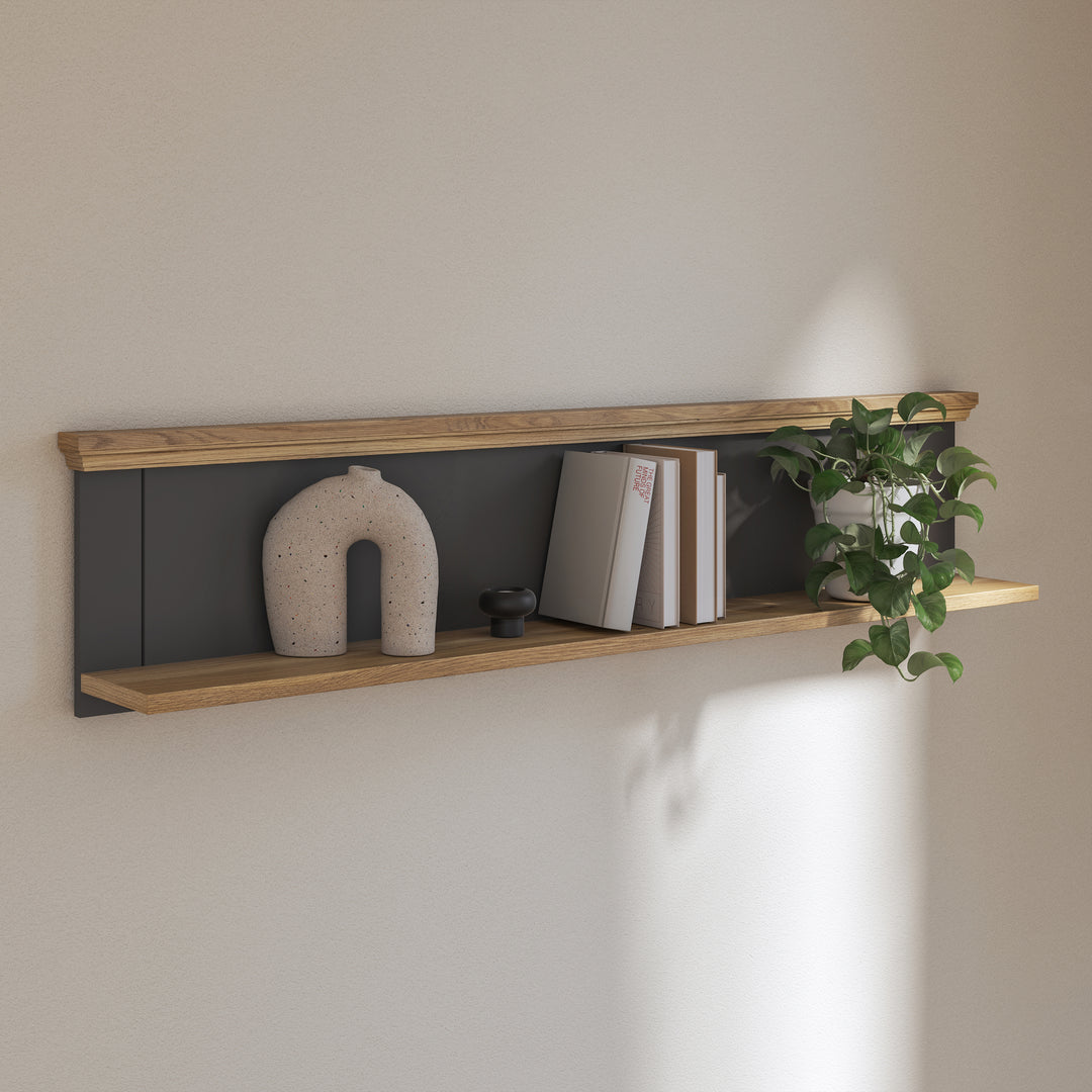 Pontypool Wall Shelf in Grey and Mauvella Oak