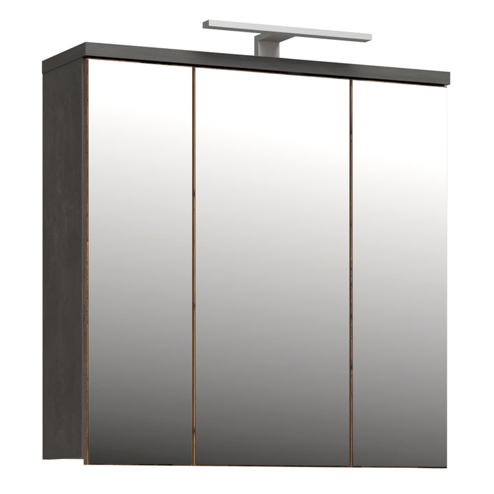 Veris 3 Door Mirrored Bathroom Cabinet with Integrated LED Lighting â€“ Walnut & Dark Grey