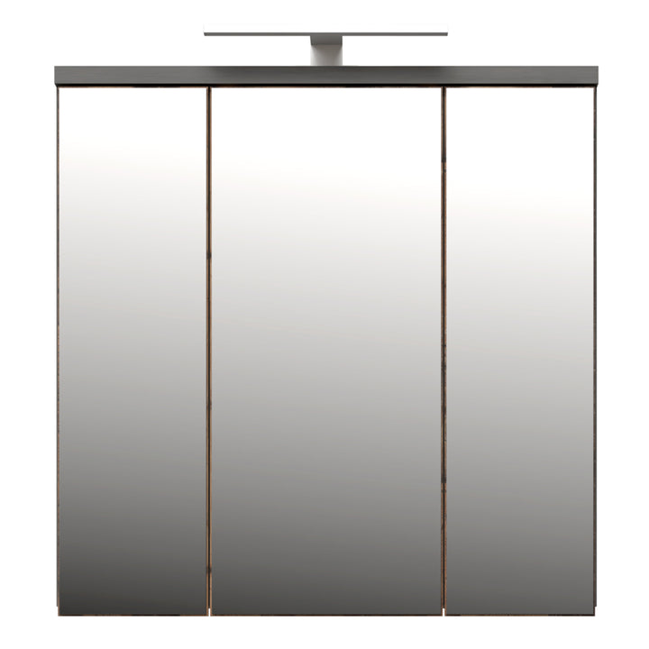 Veris 3 Door Mirrored Bathroom Cabinet with Integrated LED Lighting â€“ Walnut & Dark Grey