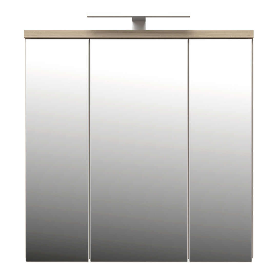 Veris 3 Door Mirrored Bathroom Cabinet with Integrated LED Lighting â€“ Sonoma Oak & White Gloss