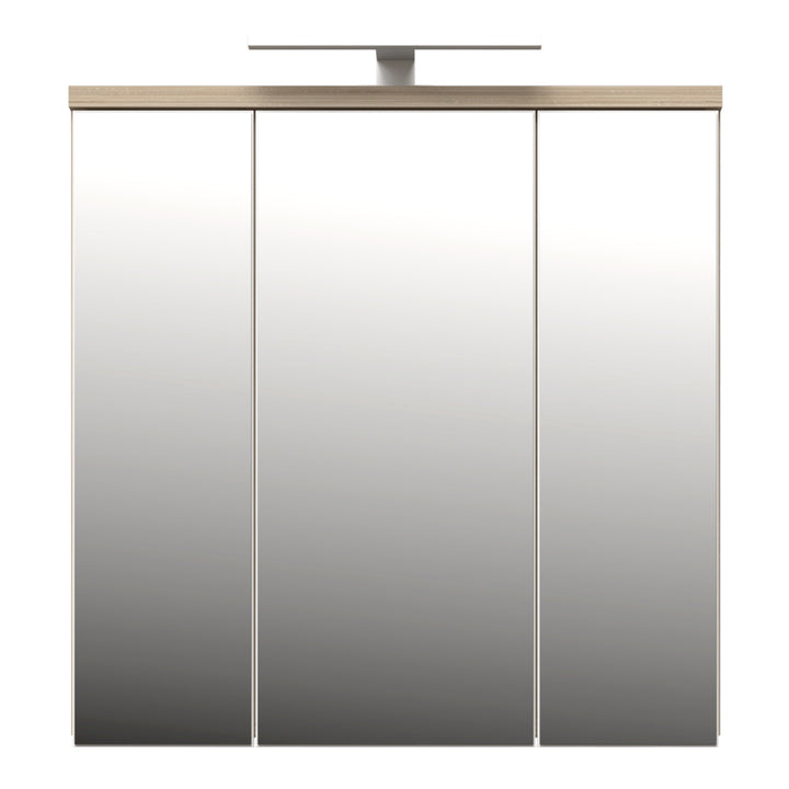 Veris 3 Door Mirrored Bathroom Cabinet with Integrated LED Lighting â€“ Sonoma Oak & White Gloss