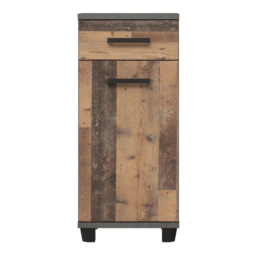 Veris Bathroom Cupboard with 1 Door & 1 Drawer in Walnut and Dark Grey