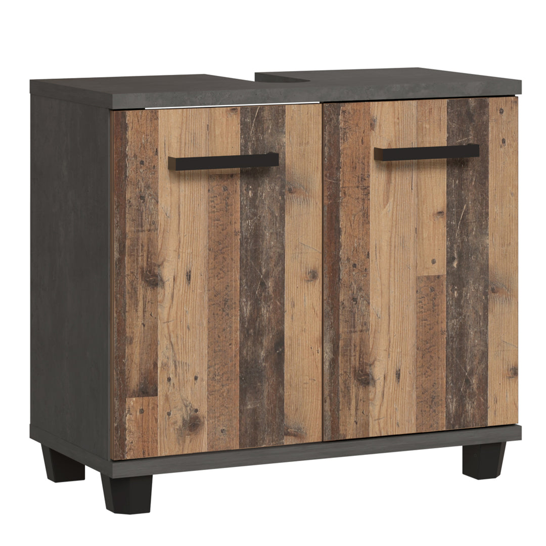 Veris Under Sink Vanity Unit with 2 Doors in Walnut and Dark Grey