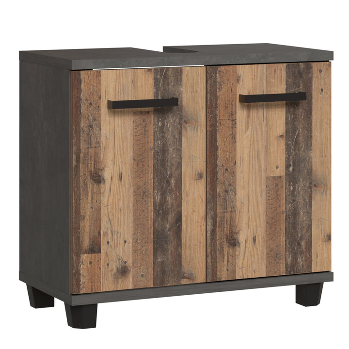Veris Under Sink Vanity Unit with 2 Doors in Walnut and Dark Grey