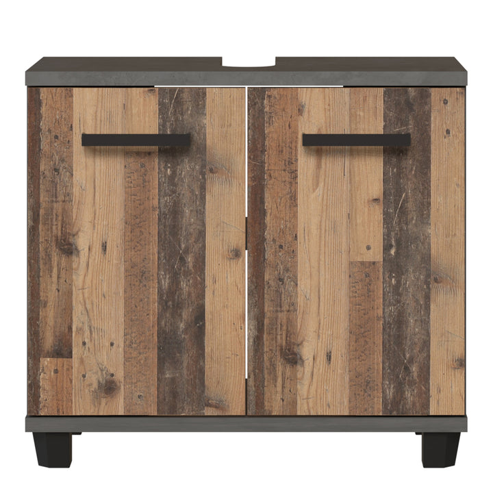 Veris Under Sink Vanity Unit with 2 Doors in Walnut and Dark Grey