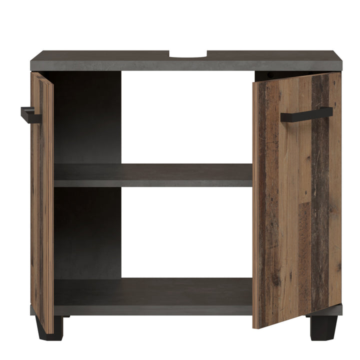 Veris Under Sink Vanity Unit with 2 Doors in Walnut and Dark Grey