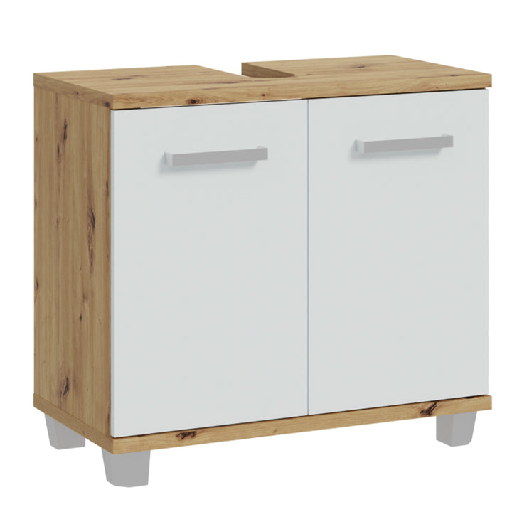 Veris Under Sink Vanity Unit with 2 Doors in Artisan Oak and Light Grey Doors