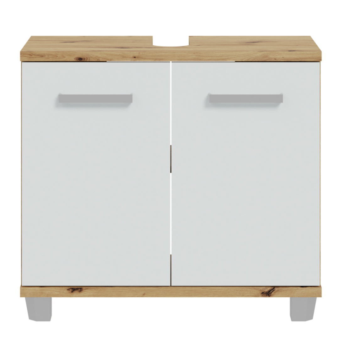 Veris Under Sink Vanity Unit with 2 Doors in Artisan Oak and Light Grey Doors