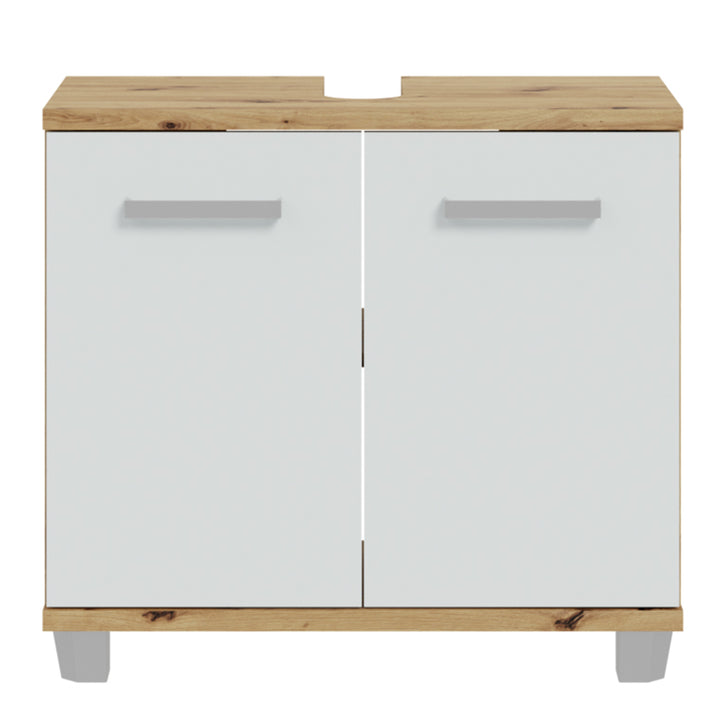 Veris Under Sink Vanity Unit with 2 Doors in Artisan Oak and Light Grey Doors