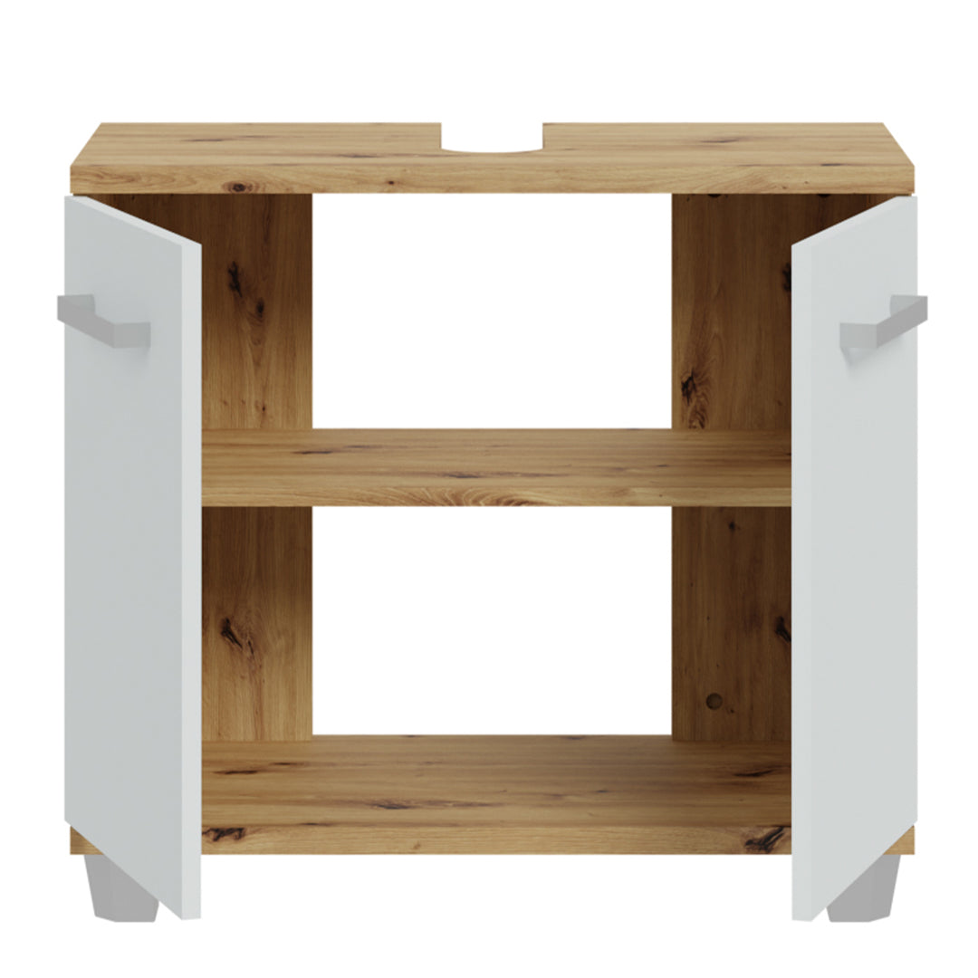 Veris Under Sink Vanity Unit with 2 Doors in Artisan Oak and Light Grey Doors