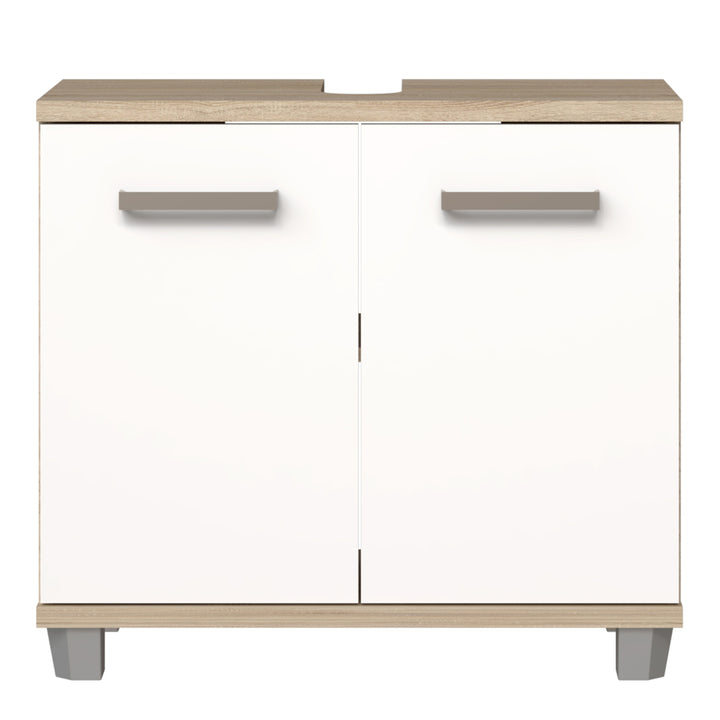 Veris Under Sink Vanity Unit with 2 Doors in Sonoma Oak and White High Gloss