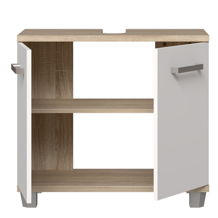Veris Under Sink Vanity Unit with 2 Doors in Sonoma Oak and White High Gloss