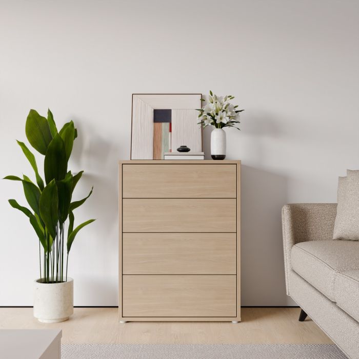 Alice Springs 4 Drawer Chest with Push-to-Open Drawers in Elegancia Oak