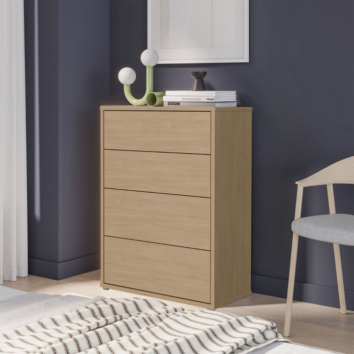 Alice Springs 4 Drawer Chest with Push-to-Open Drawers in Elegancia Oak