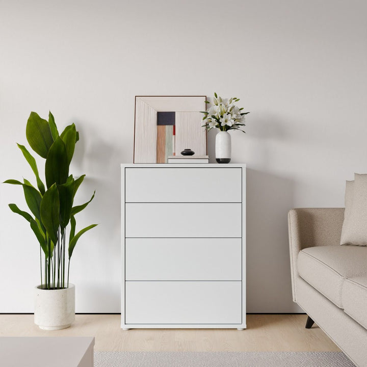 Alice Springs 4 Drawer Chest with Push-to-Open Drawers in Light Grey