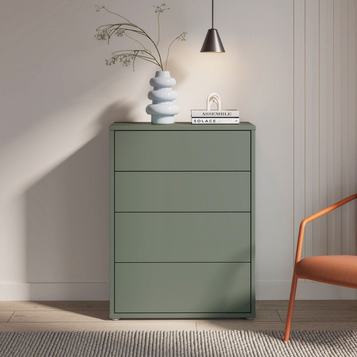 Alice Springs 4 Drawer Chest with Push-to-Open Drawers in Sage Green