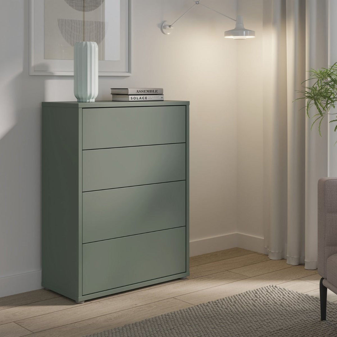 Alice Springs 4 Drawer Chest with Push-to-Open Drawers in Sage Green