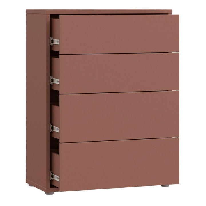 Alice Springs 4 Drawer Chest with Push-to-Open Drawers in Terracotta